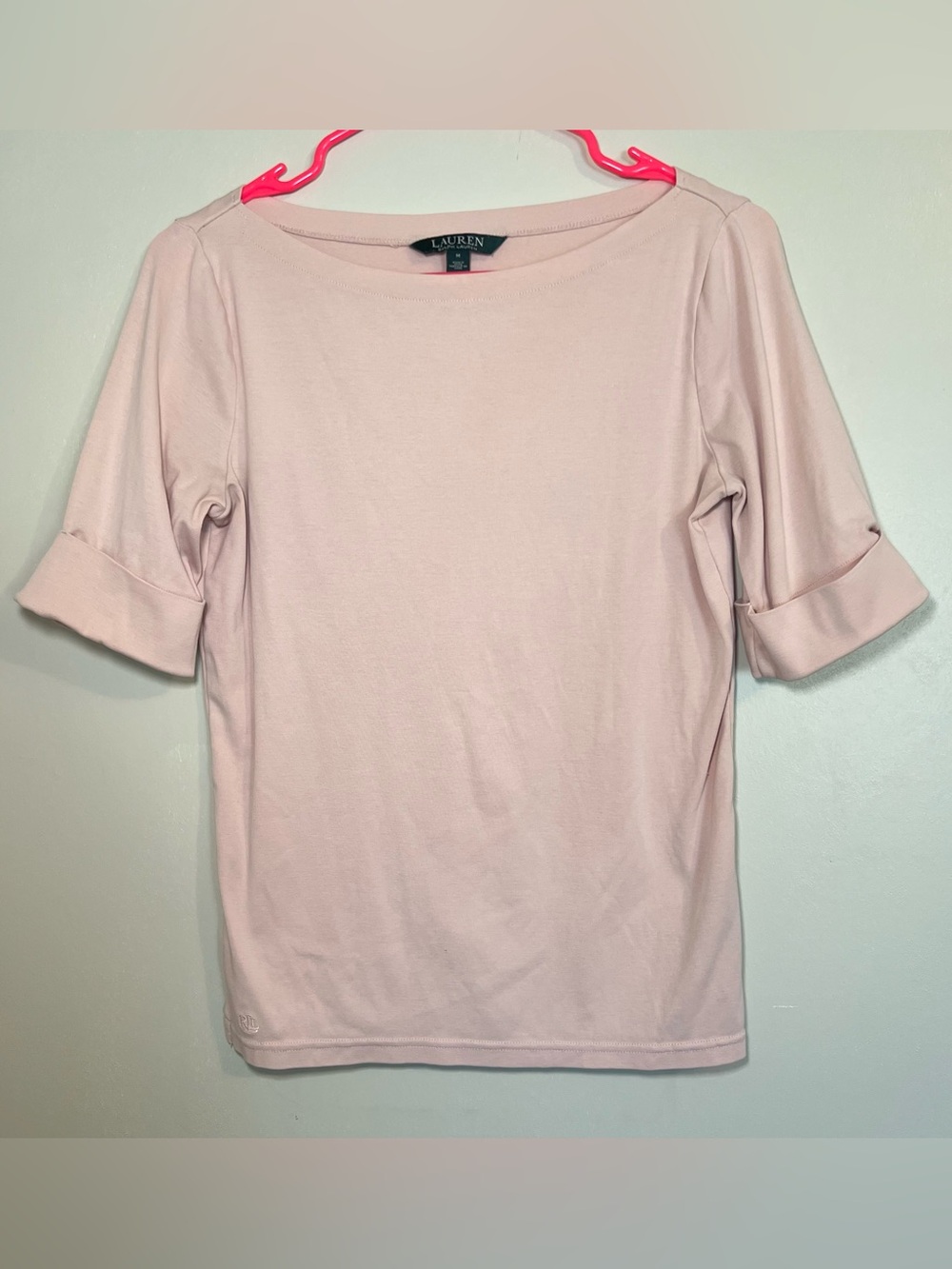 Ralph Lauren Light Pink Short-Sleeve Boatneck Top
